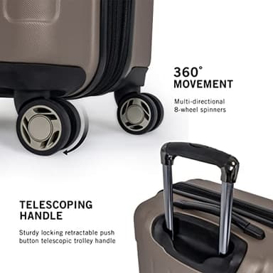 Kenneth Cole REACTION Renegade Luggage Expandable 8-Wheel Spinner Lightweight Hardside Suitcase, Champagne, 24-Inch Checked - Image 4