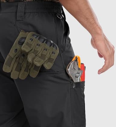 SPOSULEI Mens Cargo Pants Waterproof Ripstop Durable Tactical Work Pants Outdoor Lightweight Utility Hiking Working Construction Pants with 7 Pockets Black 30Wx32L - Image 4