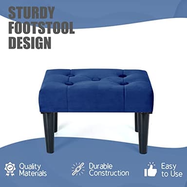 BRIAN & DANY Foot Stools Ottoman, Velvet Small Foot Stool with Legs, Rectangle Ottoman Foot Rest for Couch, Footstools and Ottomans Small for Living Room and Bedroom (Blue) - Image 4