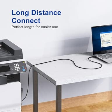 USB Printer Cable,USB A to B Scanner Cables Printer Cord High Speed USB 2.0 Type B Nylon Braided Long Midi Cable 6FT for HP Canon Samsung Dell Epson Xerox Digital Piano MIDI Controller Laptop Computer - Image 5