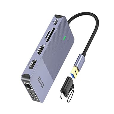USB Docking Station GIQ USB C hub USB 3.0 to Dual HDMI VGA Adapter Triple Display USB C Laptop Docking Station Dual Display Compatible with MacBook M1 USB Dock - Image 1