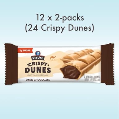 Crispy Dunes Vegan Dark Chocolate Wafer Sticks – Low-Calorie Snack with Dark Chocolate Cream Filling, 90 Calories, Non-GMO, Prebiotic Fiber - 12 Pack - Image 3