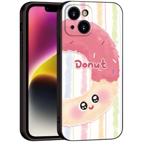 ZGKTWX Donut Pattern Phone Case for iPhone 13 - Pink Frosting with Colorful Sprinkles, Soft Cute Protective Cover for Girls & Women (B1-Cartoon Cute Donut) - Image 1