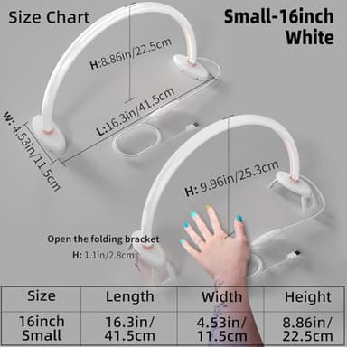 Small Half Moon Light for Nail Desk, 3 Color Temperature 3500K-6500K,180°Surround Moon Light Nail Tech,Half moon nail lamp for Manicure Sculpture Handicrafts etc Lighting,Personal DIY use 16inch - Image 2
