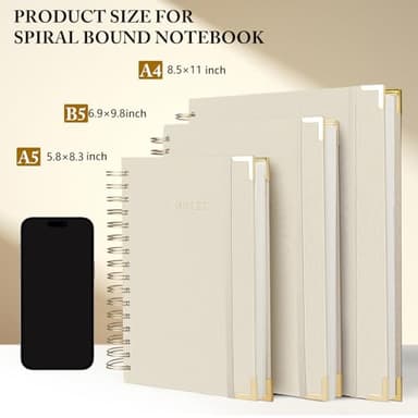 ALKALO Spiral Notebook Journal, 328 Pages Linen Hardcover College Ruled Notebook, Lined Thick Journals for Women Men, A4 Thick Spiral Journal for Writing, 100GSM Paper, Cute Notebooks for Work School - Image 3