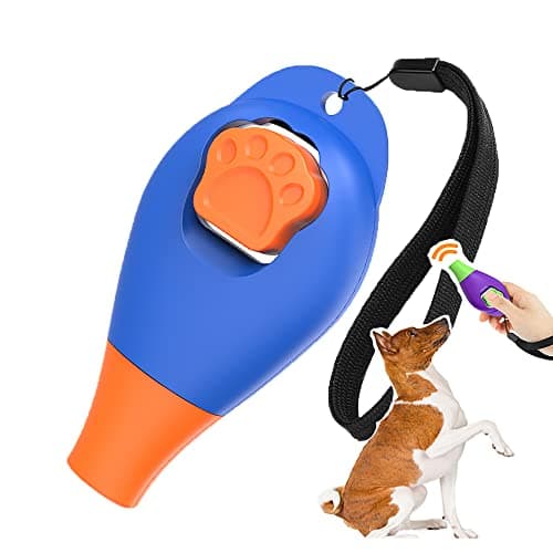 Dog Training Clicker with Whistle and Wrist Strap - Positive Behavior Reinforcer for Pets - All Ages, Puppy and Adult Dogs - Use to Reward and Train - Dog Whistle Included (Blue) - Image 1