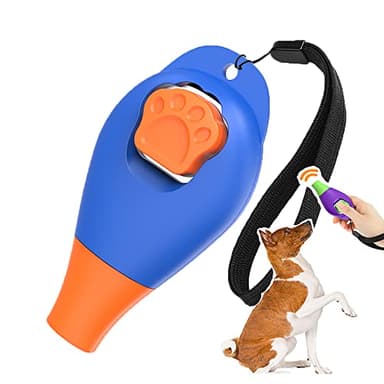Dog Training Clicker with Whistle and Wrist Strap - Positive Behavior Reinforcer for Pets - All Ages, Puppy and Adult Dogs - Use to Reward and Train - Dog Whistle Included (Blue) - Image 1