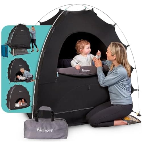 Hiccapop Daydreamer Blackout Tent for Pack and Play, Patented Portable Crib Tent, Blackout Canopy Crib Cover, Sleep Pod for Kids, Black - Image 1