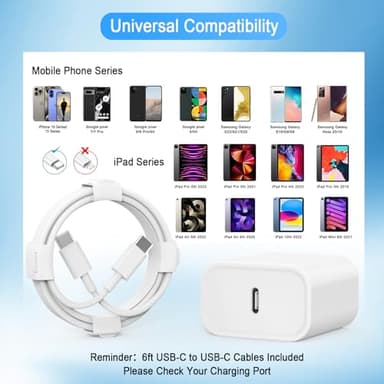 iPhone 17 16 15 Charger, USB C Charger, 4-Pack Fast Wall Charging, USB-C Chargers Block (4-Pack 6 ft Cable Included) for iPhone 17 Pro/Pro Max Air/16 15 Pro/Pro Max/Plus/iPad Pro/AirPods Samsung - Image 6