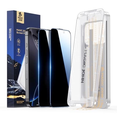 MAGIC JOHN 3rd Gen Upgraded for iPhone 16 Pro Privacy Screen Protector 6.3 Inch, 25°Anti-Spy Screen, Shockproof Tempered Glass, Auto Dust-Removal, Bubble Free, Easy Installation, 2 Pack - Image 1