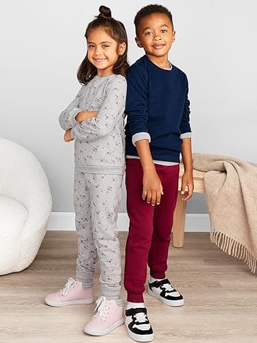 Simple Joys by Carter's Little Girls' 4-Piece Sweatshirt Set, Plum/Floral, 5 - Image 5