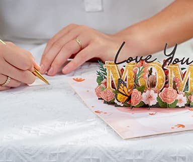 Paper Love 3D Love You Mom Pop Up Mothers Day Card, For Mom, Wife, All Occasion - 5" x 7" Cover - Includes Envelope and Note Tag - Image 6