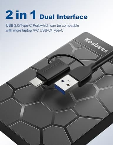 Kosbees 500 GB External Hard Drives,Portable Hard Drive for Windows,Ultra Slim External HDD Store Compatible with PC, MAC,Laptop,PS4, Xbox one, Xbox 360;Plug and Play Ready - Image 5
