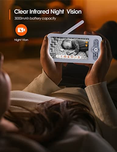 Yeluor 2K Baby Monitor, Baby Monitor with Camera and Audio, 5" Color Display, Infrared Night Vision, 2-Way Talk, Temperature & Sound Alarm, Cry & Motion Detection, Free Phone App - Image 3