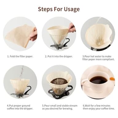 Coffee Filters, Size 02 Unbleached Cone Filters, 200 Count Disposable Natural Paper Filters 2-4 Cup, 02 Cone For Pour Over and Drip Coffee Maker - Image 4