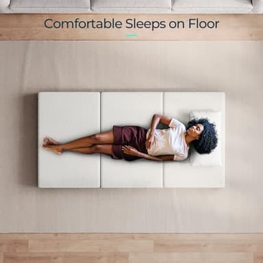 LINSY LIVING Single Folding Mattress, 4 Inch Tencel Trifold Mattress with Washable Cover, Memory Foam Floor Mattess, Foldable, Portable, Easy Storage Sofa Bed, Single Size, 74" * 25" - Image 7