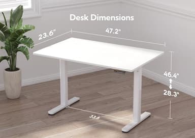 INNOVAR Glass Standing Desk, 48x24 Inch White Standing Desk Adjustable Height Electric Stand Up Quick Install for Computer Desks, Super White - Image 3
