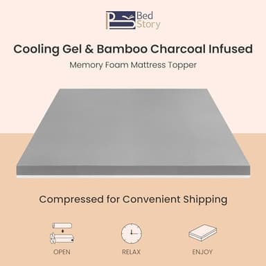 BedStory Firm Mattress Topper King Size 2 Inch - Memory Foam Mattress Topper for Back Pain Relief - Gel & Bamboo Charcoal Infused Cooling Pad - Ergonomic Bed Topper, CertiPUR-US Certified - Image 5