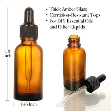 4 Pack, 2 oz Bottles with Dropper & 1 Funnel & 4 Labels - Essential Oils Bottles for Health, Personal Care & Beauty - 60ml Thick Dark Amber Glass Tincture Bottles, Refillable Cosmetic Containers - Image 6