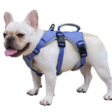Huntboo Escape Proof Dog Harness, Escape Artist Harness, Reflective Dog Harness with Handle, Durable,Adjustable Vest for Small Medium Large Dogs Walking, Training, and Running Gear(Technicolor Blue,M) - Image 1