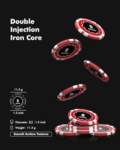 HEITOK Casino Poker Set with Numbered Chips 500-Piece for Card Board Game, 11.5 Gram with Playing Cards Waterproof for Texas Hold'em, Blackjack Gambling, Card Club or Late Night Poker Games - Image 4