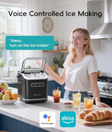 ecozy Smart Ice Maker, Portable Ice Makers Countertop with App & Voice Control, 9 Bullet Ice in 6 Mins, 26lbs/24Hrs, Self-Cleaning Ice Machine with Ice Scoop Basket and Bag for Home Kitchen Office RV - Image 2