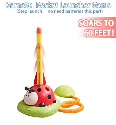Powza 3 in 1 Musical Jump, Toss Ring Game and Stomping Launch Rocket Launcher for Kids Outdoor Toys with Remote Control, Indoor Outside Toy for Kids Ages 4-8 Toys for Ages 5-7 8-13 Birthday Gifts - Image 5