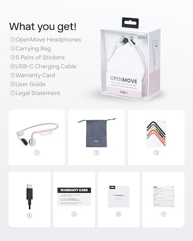 SHOKZ OpenMove - Open-Ear Bluetooth Sport Headphones, Bone Conduction Wireless Earphones, Sweatproof for Running and Workouts, with Sticker Pack (Pink) - Image 9