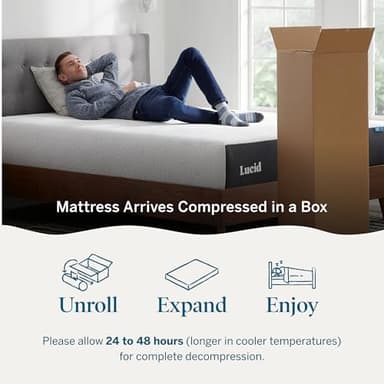 LUCID 12 Inch Memory Foam Mattress - Plush Feel - Memory Foam Infused with Bamboo Charcoal - Gel Infusions - CertiPUR-US Certified - Breathable - QueenQueen Size - Image 6