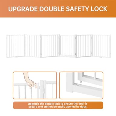SNUOWU Full Metal Freestanding Dog Gate with Door, 24'' Height Foldable Pet Dog Fence for Indoor & Outdoor, 6 Panels Extra Wide Free Standing SmallDog Gates for Doorways,House,Stairs,Porch,Deck,Yard - Image 4