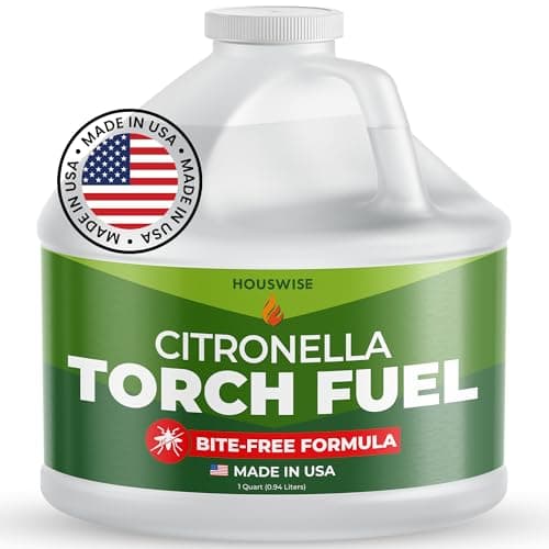 Houswise Torch Fuel (1 Gallon) - Citronella Oil for Torches for Outside, Lantern Liquid Paraffin Lamp Oil Fuel, Scented Lamp Outside Citronella Torches Outdoor Paraffin - Image 1