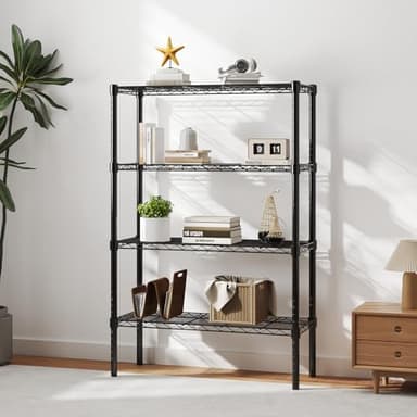 DUMOS 4 Tier Metal Wire Rack Shelf Heavy Duty Standing Shelves Adjustable Steel Closet Shelving Unit Organizers and Storage for Kitchen Bathroom Pantry Office, 13.78" D x 35.43" W x 54.02" H - Image 2