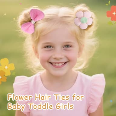 30Pcs Toddler Hair Ties, Baby Hair Ties for Girls, Cute Bow Flower Ponytail Holders, Colorful Seamless Cotton Bands for Litter Girls Kids, Toddler Hair Accessories for Thick Thin Hair - Image 4