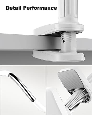 SAIJI Gooseneck Cell Phone Holder, Clamp Universal Lazy Mount Clip Hands Free Flexible Long Arm Bracket Grip for 4-7 Phones Mobile Stand Baby Monitor for Desk, Bed, Office, Kitchen (White) - Image 2