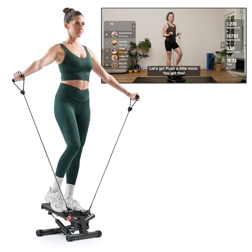 Sunny Health & Fitness Smart Twist Stepper with Resistance Bands, Bluetooth App Connectivity, Adjustable Step Height, 300 LB Capacity, Compact Mini Stair Step Machine - Image 1