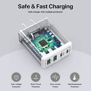 SCCVEE USB C Wall Charger, 40W 4-Port USB C Charger Block, Fast Charging Block Dual Port PD+QC Wall Plug Multiport Type C for iPhone 16/1514/13/12/11/Pro Max/XS/XR/8/7, iPad, Samsung Phone, Tablet - Image 5