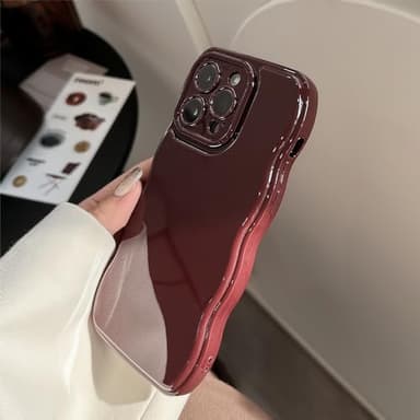 FABSPARK Phone Case for iPhone 14 Pro Case,Simple Wave Design Wavy Frame Soft Silicone Aesthetic for iPhone 14 Pro,Wine Red - Image 4
