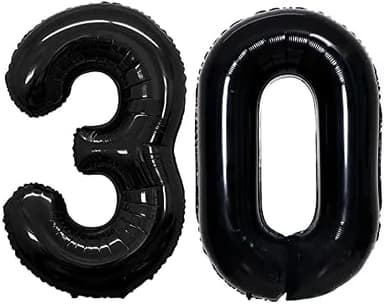 GOER Number 30 Balloons for 30th Birthday Party Decorations,42 Inch Jumbo Foil Helium Balloons for 30th Anniversary (Black - Image 3