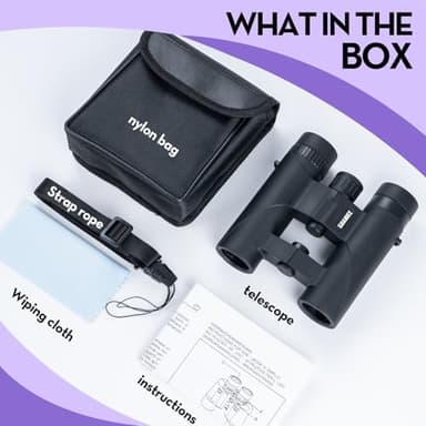 10x25 Binoculars for Kids Mini Pocket Compact Binoculars Waterproof Small Binocular for Bird Watching Travel Stargazing Outdoor Sports Orange - Image 5