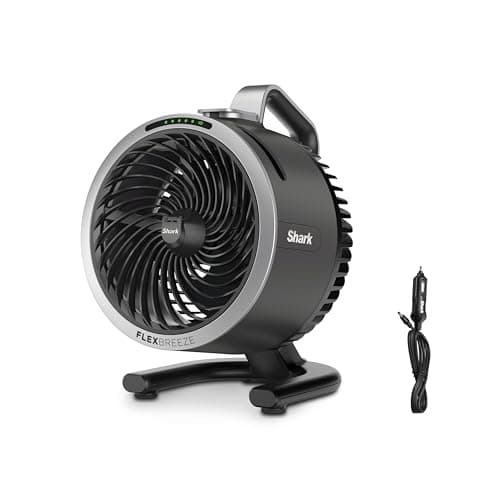 Shark FlexBreeze HydroGo Fan + Car Charger — Ultra-powerful portable fan that mists indoors & outdoors. 5 speeds, 2 bonus modes, & evaporative misting, Grey, FA052QDG - Image 1