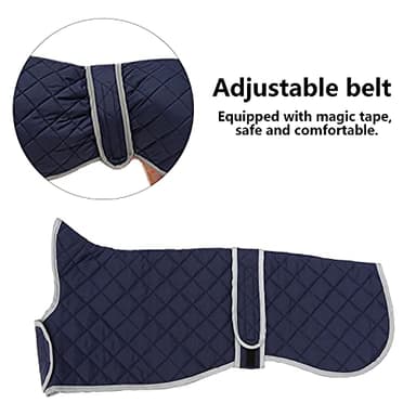Warm Thermal Quilted Greyhound Coat with Harness Hole, Dog Winter Coat with Warm Fleece Lining, Outdoor Dog Apparel for Medium, Large Dog -Blue-XS - Image 4