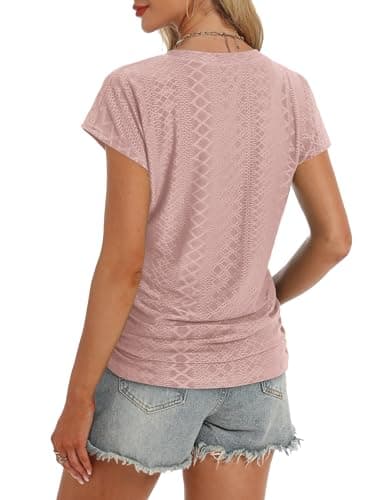 BKRIVE Plus Size Spring Clothes Womens Tops Blouses Misty Pink XL - Image 4
