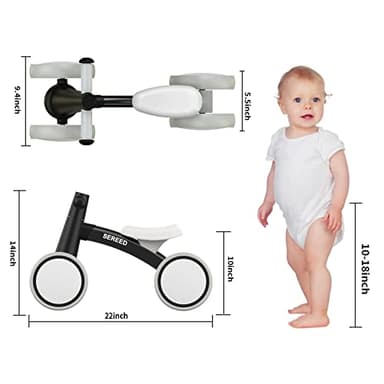 SEREED Baby Balance Bike for 1 Year Old Boys Girls 12-24 Month Toddler Balance Bike, 4 Wheels Toddler First Bike, First Birthday Gifts (Black) - Image 2