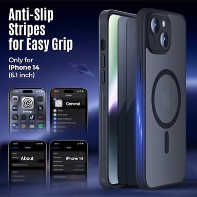 Symcele Designed for iPhone 14 Case, Compatible with MagSafe, with Privacy Screen Protectors X2, [Camera Protection] [15FT Military Drop Protection] Shockproof Phone Case, 6.1", Black - Image 6