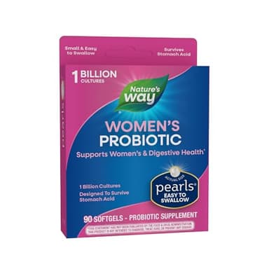 Nature's Way Women's Probiotic Pearls, Supports Women's and Digestive Health*, Protects Against Occasional Constipation & Bloating*, 1 Billion Live Cultures, 90 Softgels - Image 1