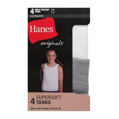 Hanes Girls' Originals Tank Pack, Supersoft Tank Top for Girls, Modal Stretch Rib Tanks, 4-Pack - Image 5
