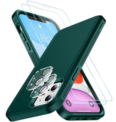 SPIDERCASE Shockproof for iPhone 11 Case,[10 FT Military Grade Drop Protection],with 2 pcs[Tempered Glass Screen Protector+Camera Lens Protector] Protective Phone Case,Midnight Green - Image 1