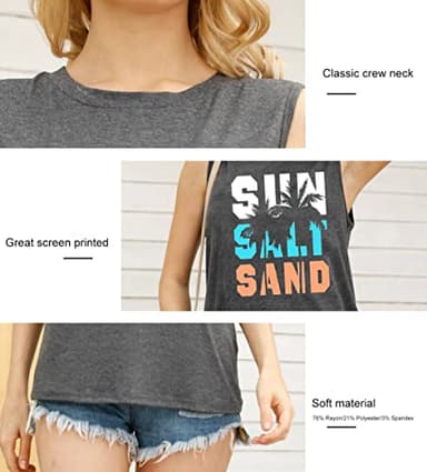 IRISGOD Womens Tank Tops Loose Fit Summer Cute Graphic Sleeveless Shirts Workout Basic Tunic - Image 3