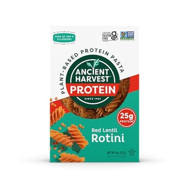 Ancient Harvest Gluten-Free Plant-Based High-Protein Vegan Pasta, Red Lentil and Quinoa Rotini, 8 Ounce Boxes (Pack of 6) - Image 1