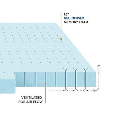 Best Price Mattress 1.5 Inch Ventilated Memory Foam Mattress Topper, Cooling Gel Infusion, CertiPUR-US Certified, Dorm Essentials, Twin XL - Image 8